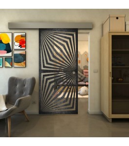 Glasschiebetür ECO-LINE - Fineprint Model 070 Schwarz auf Klarglas