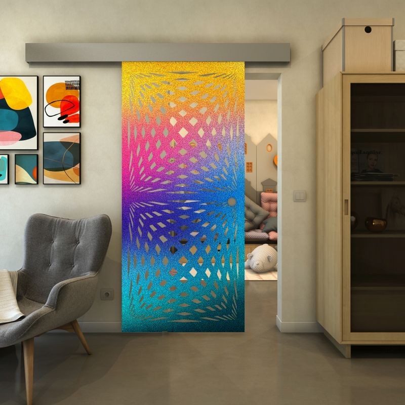 Glasschiebetür ECO-LINE - Fineprint Modell 071 Verlauf auf Klarglas