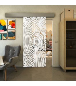 Glasschiebetür ECO-LINE - Fineprint Model 074 Weiss auf Klarglas