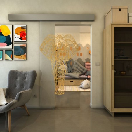 Glasschiebetür ECO-LINE - Fineprint Model 078 Gold auf Klarglas