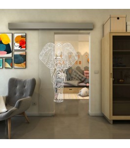 Glasschiebetür ECO-LINE - Fineprint Model 078 Weiss auf Klarglas