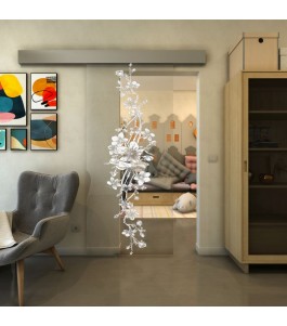 Glasschiebetür ECO-LINE - Fineprint Model 085 Weiss auf Klarglas