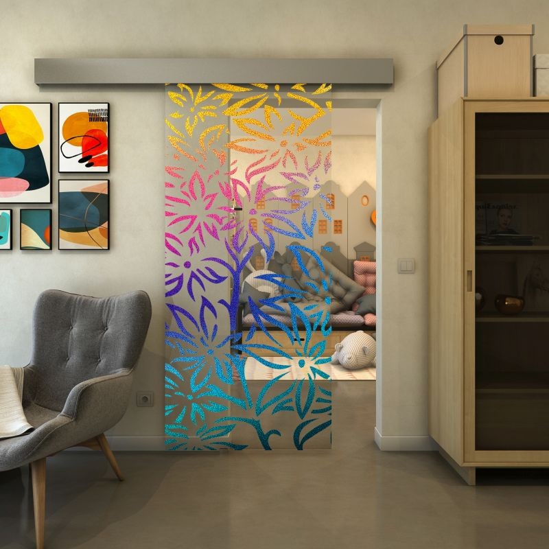 Glasschiebetür ECO-LINE - Fineprint Modell 095 Verlauf auf Klarglas