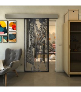 Glasschiebetür ECO-LINE - Fineprint Model 097 Schwarz auf Klarglas