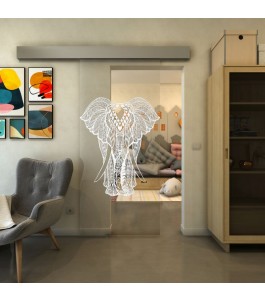 Glasschiebetür ECO-LINE - Fineprint Model 098 Weiss auf Klarglas