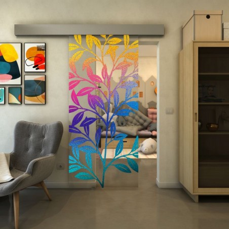Glasschiebetür ECO-LINE - Fineprint Model 099 Verlauf auf Klarglas