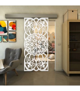 Glasschiebetür ECO-LINE - Fineprint Model 100 Weiss auf Klarglas
