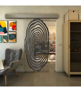 Glasschiebetür ECO-LINE - Fineprint Model 109 Schwarz auf Klarglas