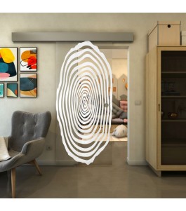 Glasschiebetür ECO-LINE - Fineprint Model 109 Weiss auf Klarglas