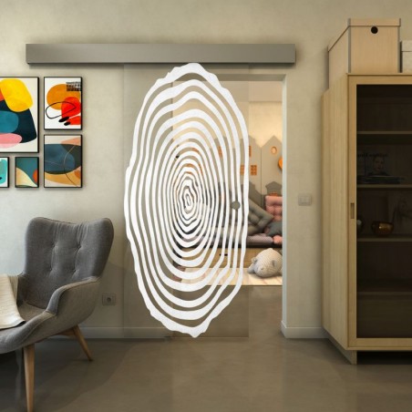 Glasschiebetür ECO-LINE - Fineprint Model 109 Weiss auf Klarglas