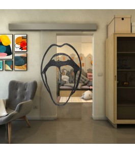 Glasschiebetür ECO-LINE - Fineprint Model 111 Schwarz auf Klarglas