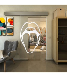 Glasschiebetür ECO-LINE - Fineprint Model 111 Weiss auf Klarglas