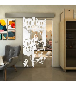 Glasschiebetür ECO-LINE - Fineprint Model 115 Weiss auf Klarglas