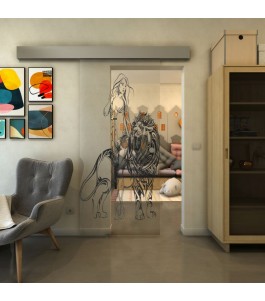 Glasschiebetür ECO-LINE - Fineprint Model 117 Schwarz auf Klarglas