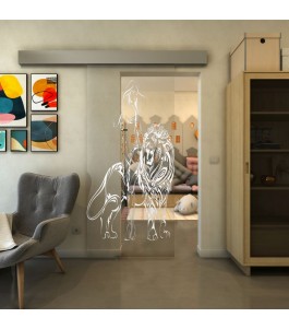 Glasschiebetür ECO-LINE - Fineprint Model 117 Weiss auf Klarglas