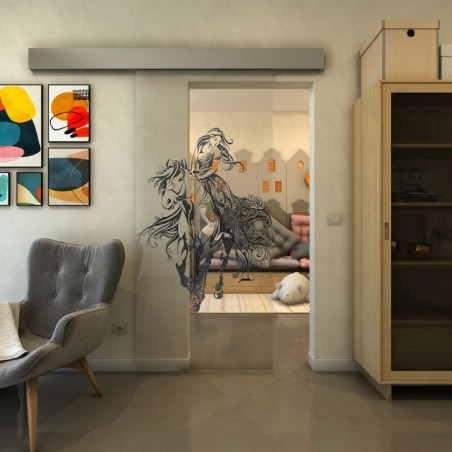 Glasschiebetür ECO-LINE - Fineprint Model 118 Schwarz auf Klarglas