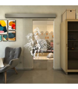 Glasschiebetür ECO-LINE - Fineprint Model 118 Weiss auf Klarglas