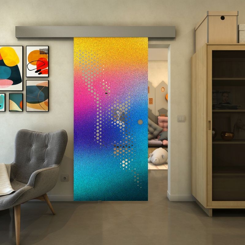 Glasschiebetür ECO-LINE - Fineprint Modell 120 Verlauf auf Klarglas Glasschiebetür ECO-LINE - Fineprint Modell 120 Verlauf auf Klarglas