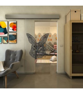 Glasschiebetür ECO-LINE - Fineprint Model 121 Schwarz auf Klarglas