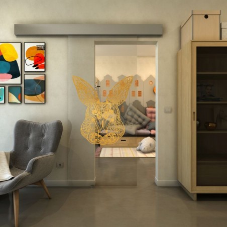 Glasschiebetür ECO-LINE - Fineprint Model 121 Gold auf Klarglas