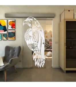 Glasschiebetür ECO-LINE - Fineprint Model 122 Weiss auf Klarglas