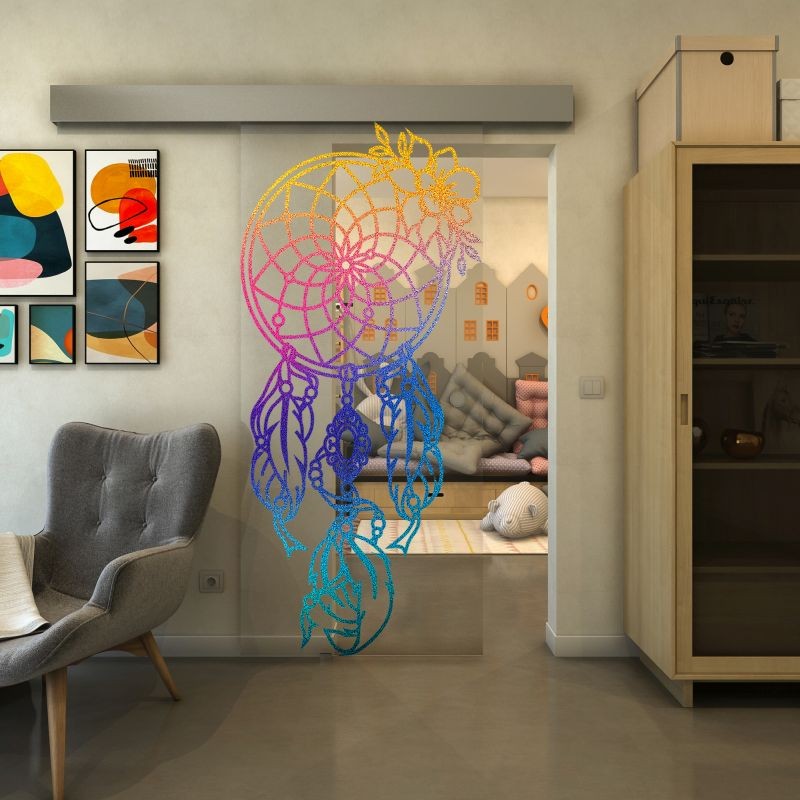 Glasschiebetür ECO-LINE - Fineprint Modell 125 Verlauf auf Klarglas Glasschiebetür ECO-LINE - Fineprint Modell 125 Verlauf auf Klarglas