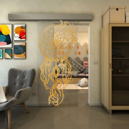 Glasschiebetür ECO-LINE - Fineprint Model 125 Gold auf Klarglas