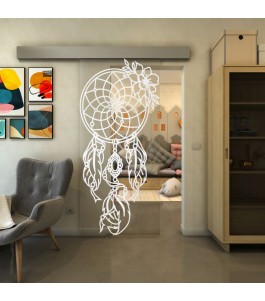 Glasschiebetür ECO-LINE - Fineprint Model 125 Weiss auf Klarglas