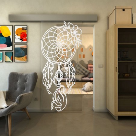 Glasschiebetür ECO-LINE - Fineprint Model 125 Weiss auf Klarglas
