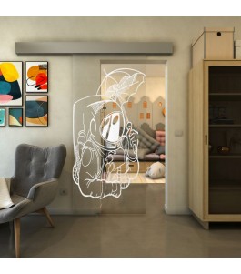 Glasschiebetür ECO-LINE - Fineprint Model 126 Weiss auf Klarglas