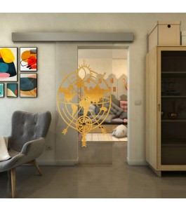 Glasschiebetür ECO-LINE - Fineprint Model 127 Gold auf Klarglas