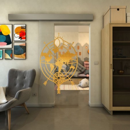 Glasschiebetür ECO-LINE - Fineprint Model 127 Gold auf Klarglas