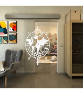 Glasschiebetür ECO-LINE - Fineprint Model 127 Weiss auf Klarglas