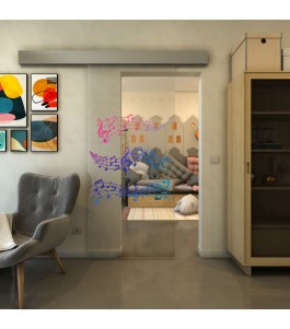 Glasschiebetür ECO-LINE - Fineprint Model 128 Verlauf auf Klarglas