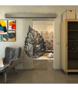 Glasschiebetür ECO-LINE - Fineprint Model 130 Schwarz auf Klarglas