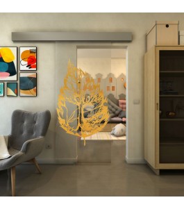 Glasschiebetür ECO-LINE - Fineprint Model 130 Gold auf Klarglas
