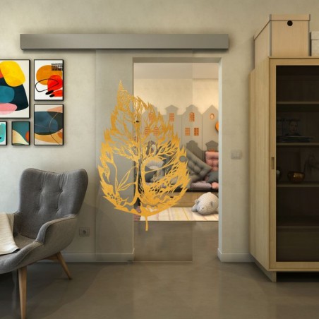 Glasschiebetür ECO-LINE - Fineprint Model 130 Gold auf Klarglas