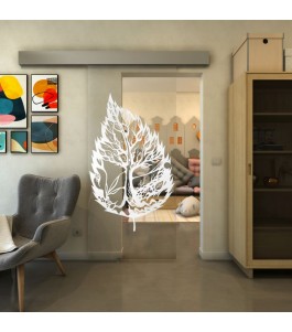 Glasschiebetür ECO-LINE - Fineprint Model 130 Weiss auf Klarglas