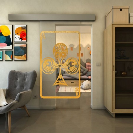 Glasschiebetür ECO-LINE - Fineprint Model 135 Gold auf Klarglas