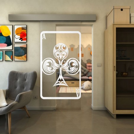 Glasschiebetür ECO-LINE - Fineprint Model 135 Weiss auf Klarglas