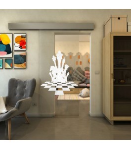 Glasschiebetür ECO-LINE - Fineprint Model 136 Weiss auf Klarglas