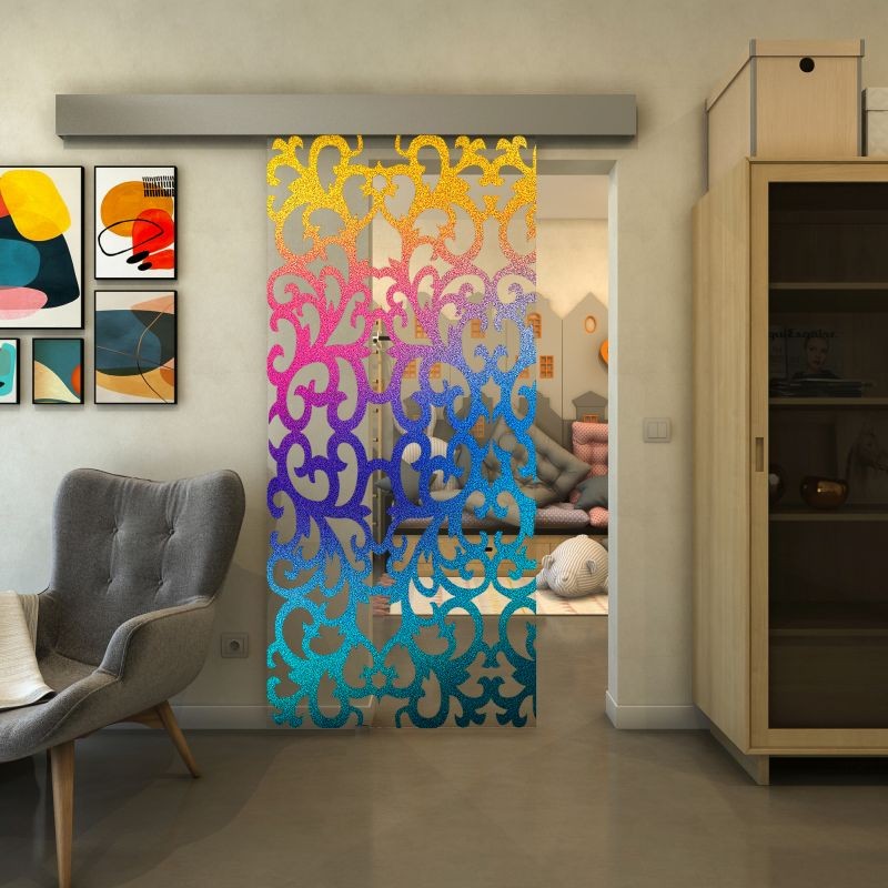 Glasschiebetür ECO-LINE - Fineprint Modell 139 Verlauf auf Klarglas Glasschiebetür ECO-LINE - Fineprint Modell 139 Verlauf auf Klarglas