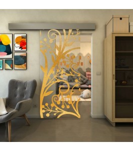 Glasschiebetür ECO-LINE - Fineprint Model 146 Gold auf Klarglas