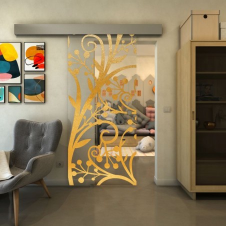 Glasschiebetür ECO-LINE - Fineprint Model 146 Gold auf Klarglas