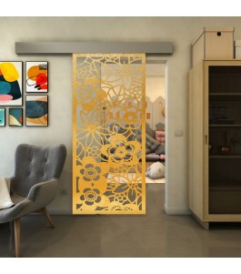 Glasschiebetür ECO-LINE - Fineprint Model 149 Gold auf Klarglas