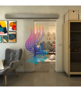 Glasschiebetür ECO-LINE - Fineprint Model 157 Verlauf auf Klarglas