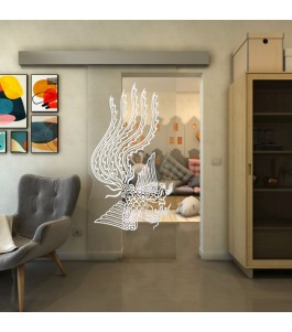 Glasschiebetür ECO-LINE - Fineprint Model 157 Weiss auf Klarglas