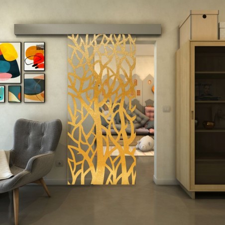 Glasschiebetür ECO-LINE - Fineprint Model 167 Gold auf Klarglas
