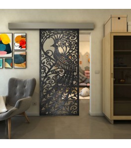 Glasschiebetür ECO-LINE - Fineprint Model 172 Schwarz auf Klarglas