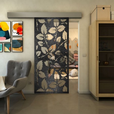 Glasschiebetür ECO-LINE - Fineprint Model 175 Schwarz auf Klarglas